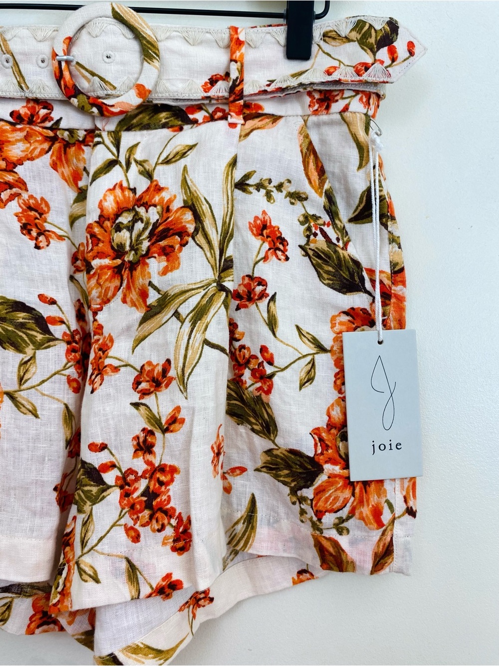 Joie Women’s 100% Linen Floral Belted Shorts High Rise Pocketed Sz 6 - Picture 11 of 11